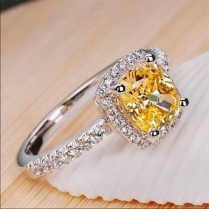 Luxury Yellow Citrine Engagement Ring